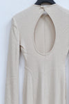 mame kurogouchi crew neck open back rib knit dress MM22SS JS026 beige